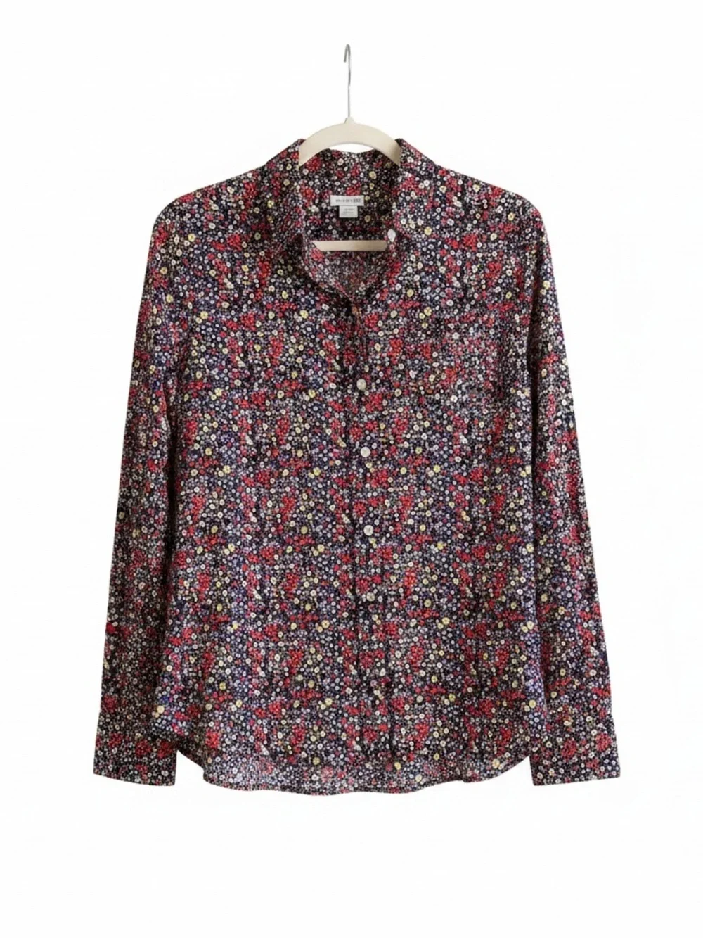 J. Crew Factory Navy Floral Button-Front Shirt Cotton Size Medium